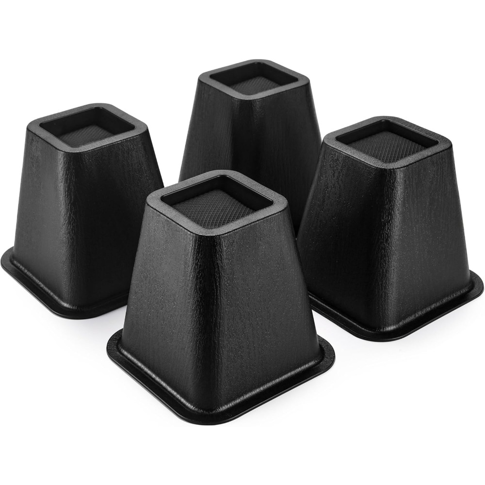 Image of Heavy Duty Bed Risers 6 Inch Set Of 4 Non Slip Furniture Risers Floor Protector For Sofa Table Chair Couch Bedroom Living Room
