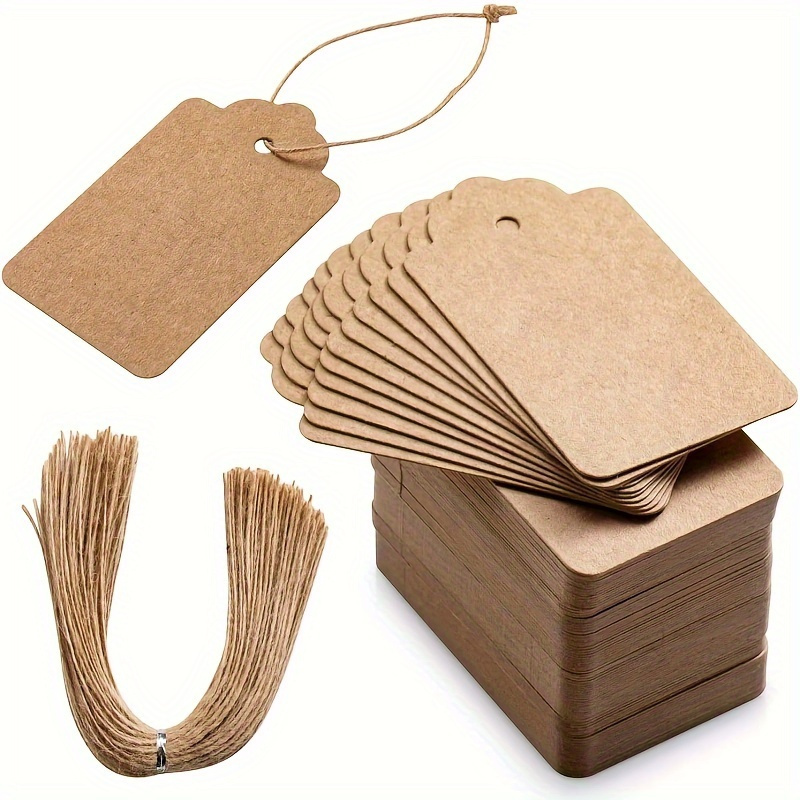 100pcs of high quality gift tags decorative labels for gifts double sided   paper price tags     jute strings craft labels for wedding birthday party gifts christmas and thanksgiving
