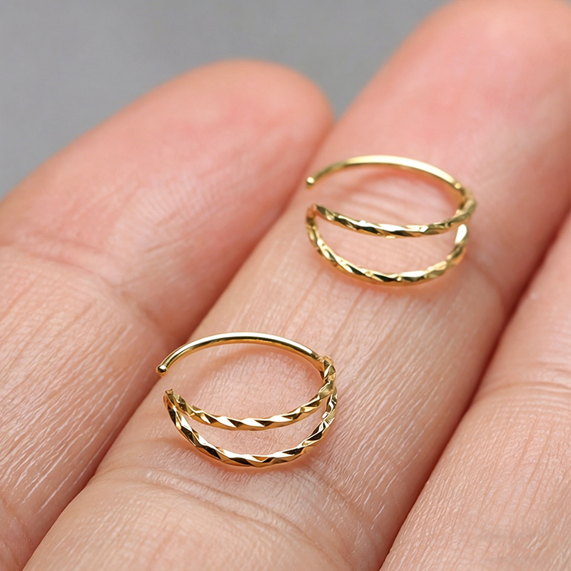 Women's Twisted Huggie Nose Ring Hoop, Easy Wear