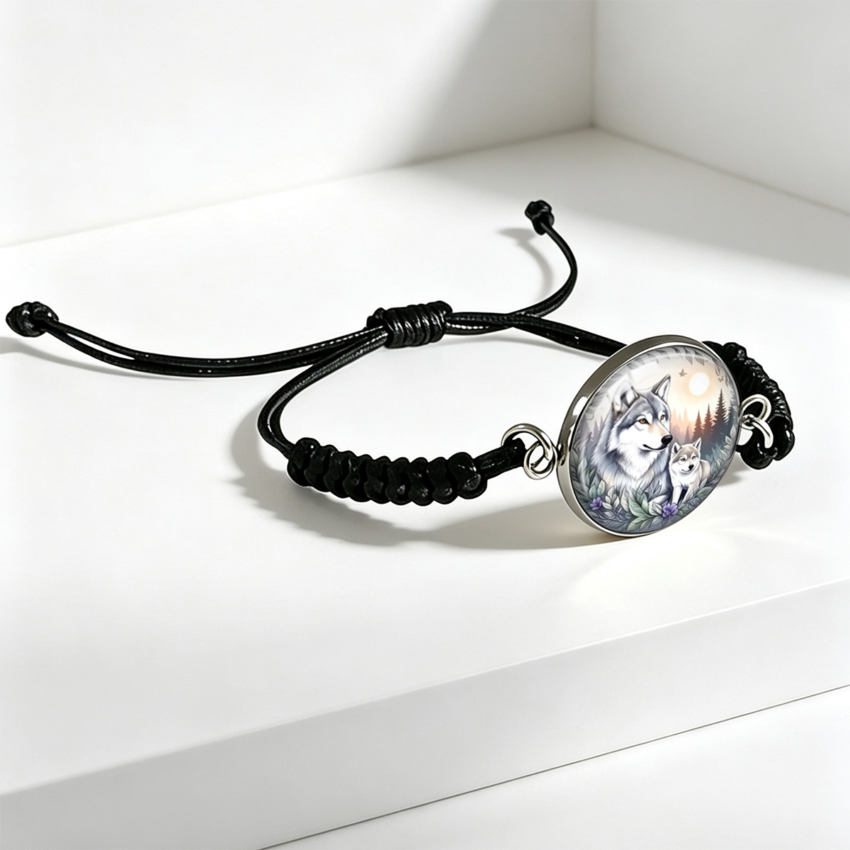 Natural Forest Sunlight Wolf Adjustable Bracelet, Unisex Gift