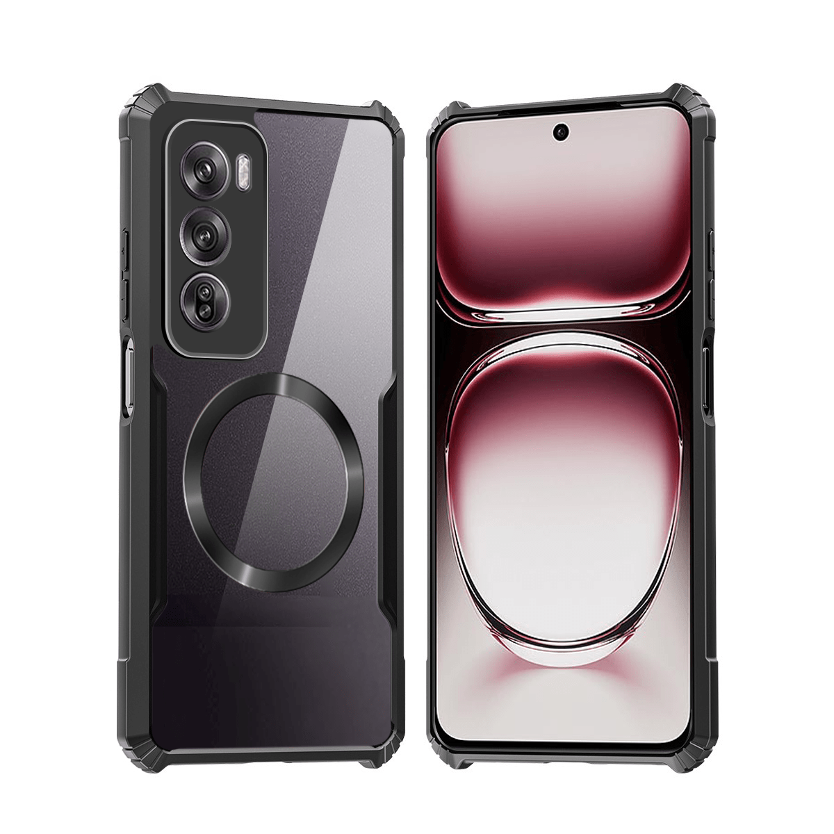TEMU Phone Case: Compatible With Oppo Reno 12 5g Phone Cases Magnetic Casing Shockproof Soft Cover Acrylic Transparent Back Protection Shell