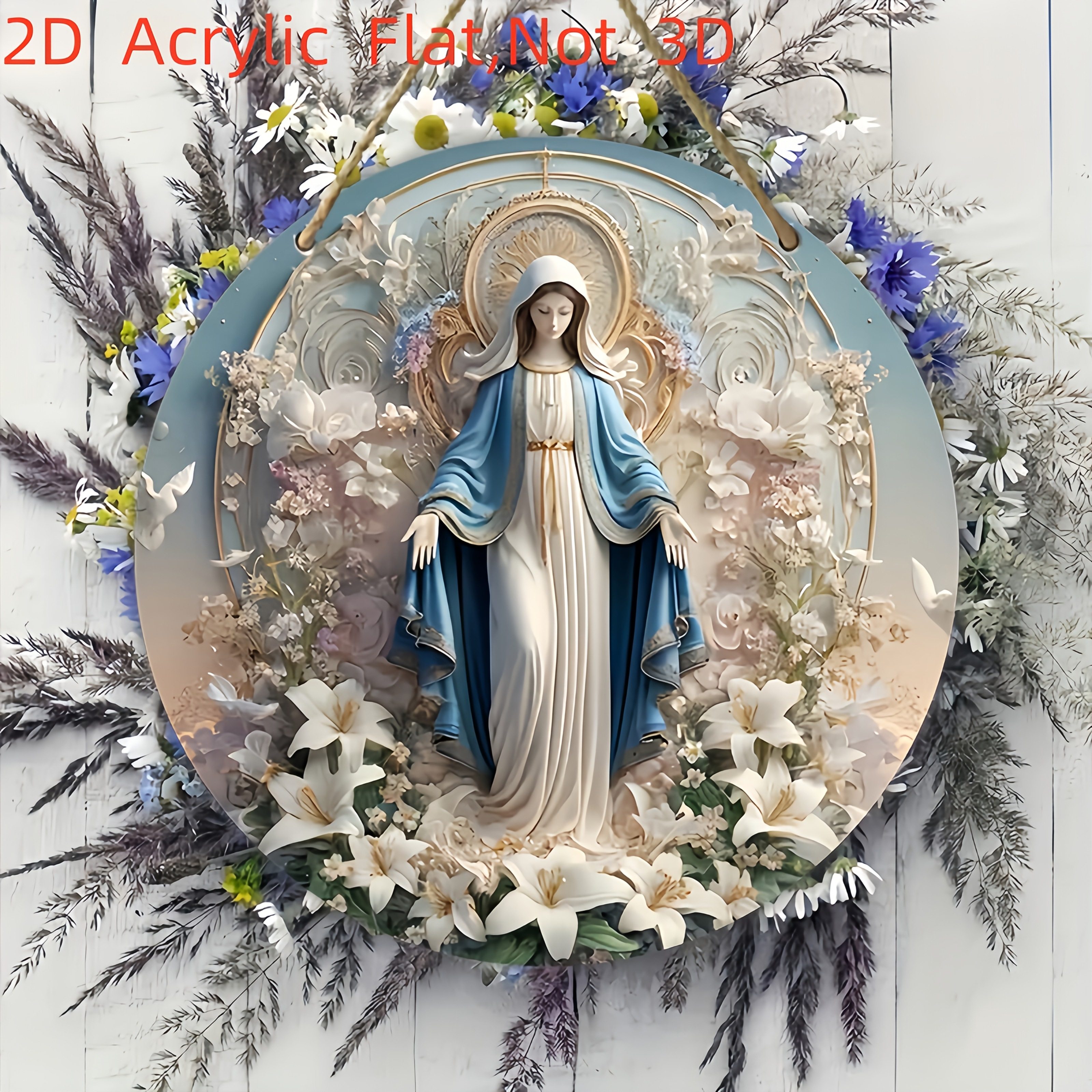 TEMU Piatto 2D, Piano Piatto 2D, da Parete Piatto 2D - Targa Decorativa Religiosa Classica in Legno, Adatta per Case, Agriturismi, Caff癡, , Bar -