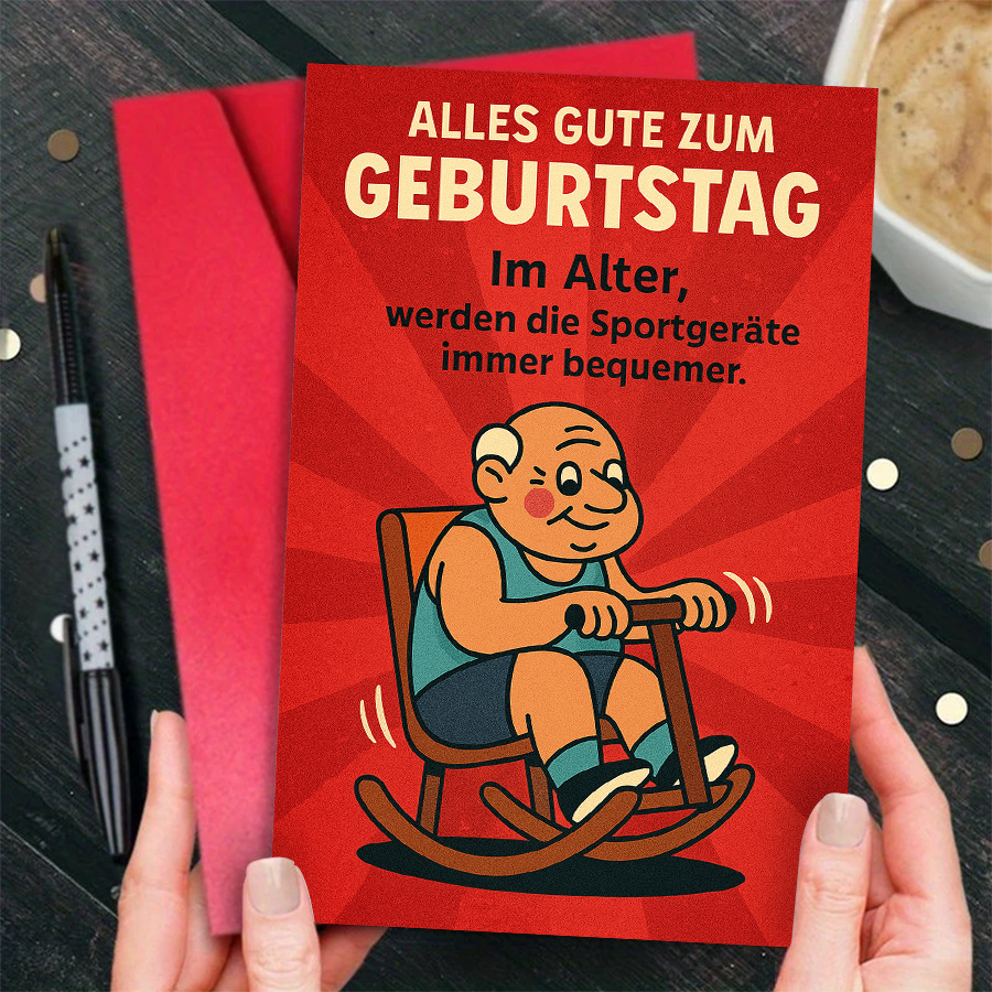 E-shop 1 Stück Lustige Geburtstagskarte für Ältere Erwachsene – Humorvolle mit Sportgeräten – Witziges Geschenk für Familie, Freunde, Geburtstagsfeiern