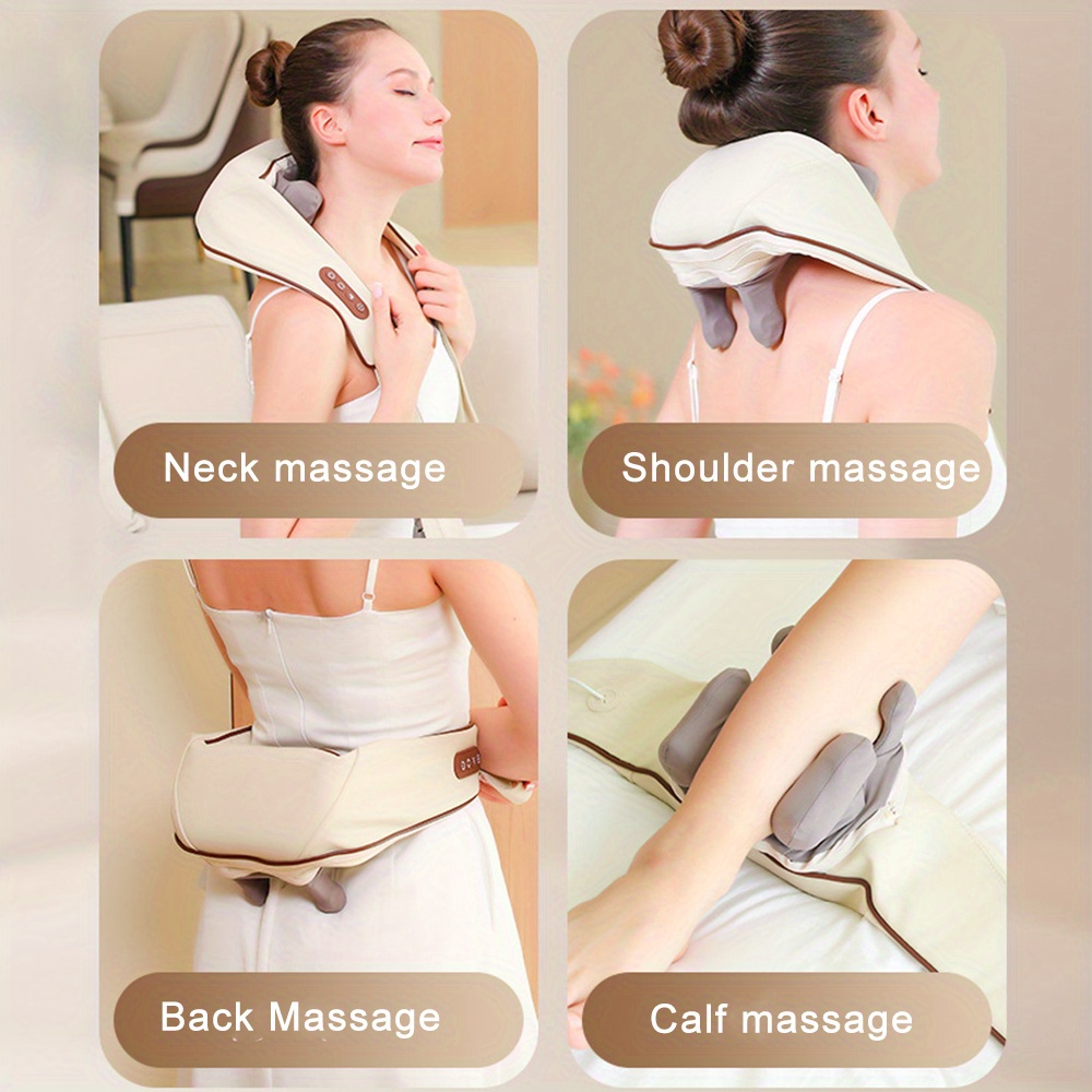 Beige USB-Powered Neck and Shoulder Massager with Heat - Deep Tissue Shiatsu Kneading for, Adjustable Strap for Neck, Back, or Leg Support, Perfect Gift for Mom or Dad, Leg Support Massager | Ergonomic Massager | Secure Fit Design, Neck Massager