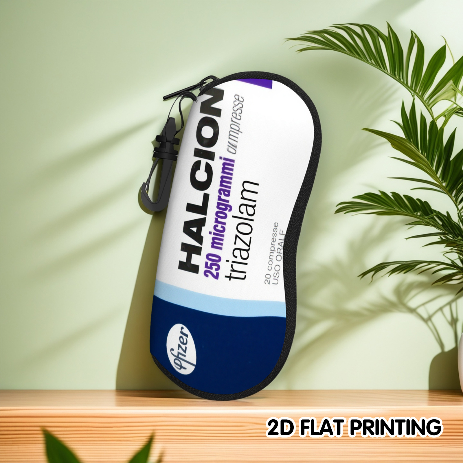 1pc Halcion-Style Glasses Case with Zipper Closure - Modern 2D Flat Printing, Scratch-Resistant & Impact-Proof Eyeglass/Contact Case - Lightweight Travel-Friendly Design with Wrist Strap Loop - Compatible with Halcion Packaging - Men & Women (Blue/Purple/Black/White) - Ideal for Everyday & Travel Use - Compatible with Prescription Glasses & Contact Lenses