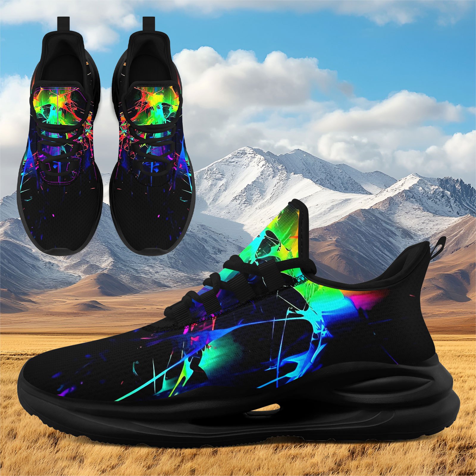 Men's Vibrant Running Shoes with Midsole Suspension Technology