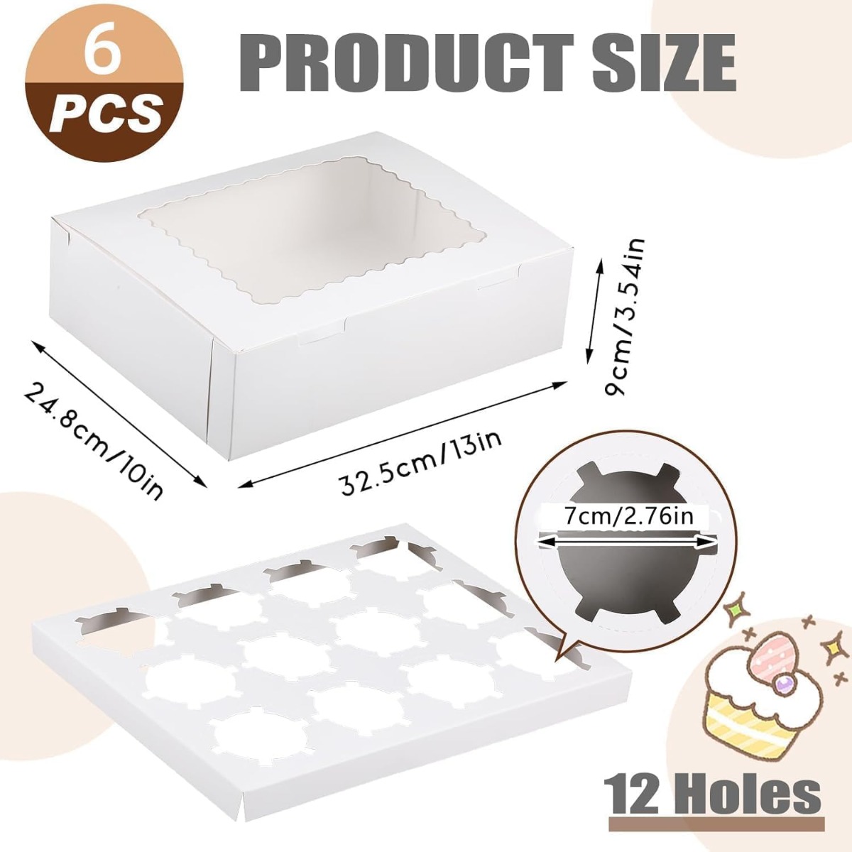 TEMU Set Of 6 Cupcake Boxes That Can 12 Standard Cupcakes, Made From -safe Materials. Bakery Carriers Come With Windows And Inserts, Suitable For