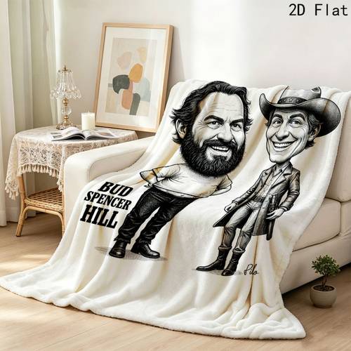 two cartoon figures 240gsm plush flannel blanket easy to wash durable soft fabric for living room home decor 2d flat