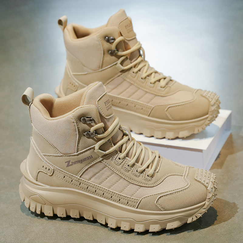 Autumn New High-Top Large-Size Hiking Boots, Comfortable Thick-Soled Lightweight Casual Walking Shoes, Suitable for All-Season Daily Outdoor Sports, Walking, Travel, Hiking, and Camping Gear