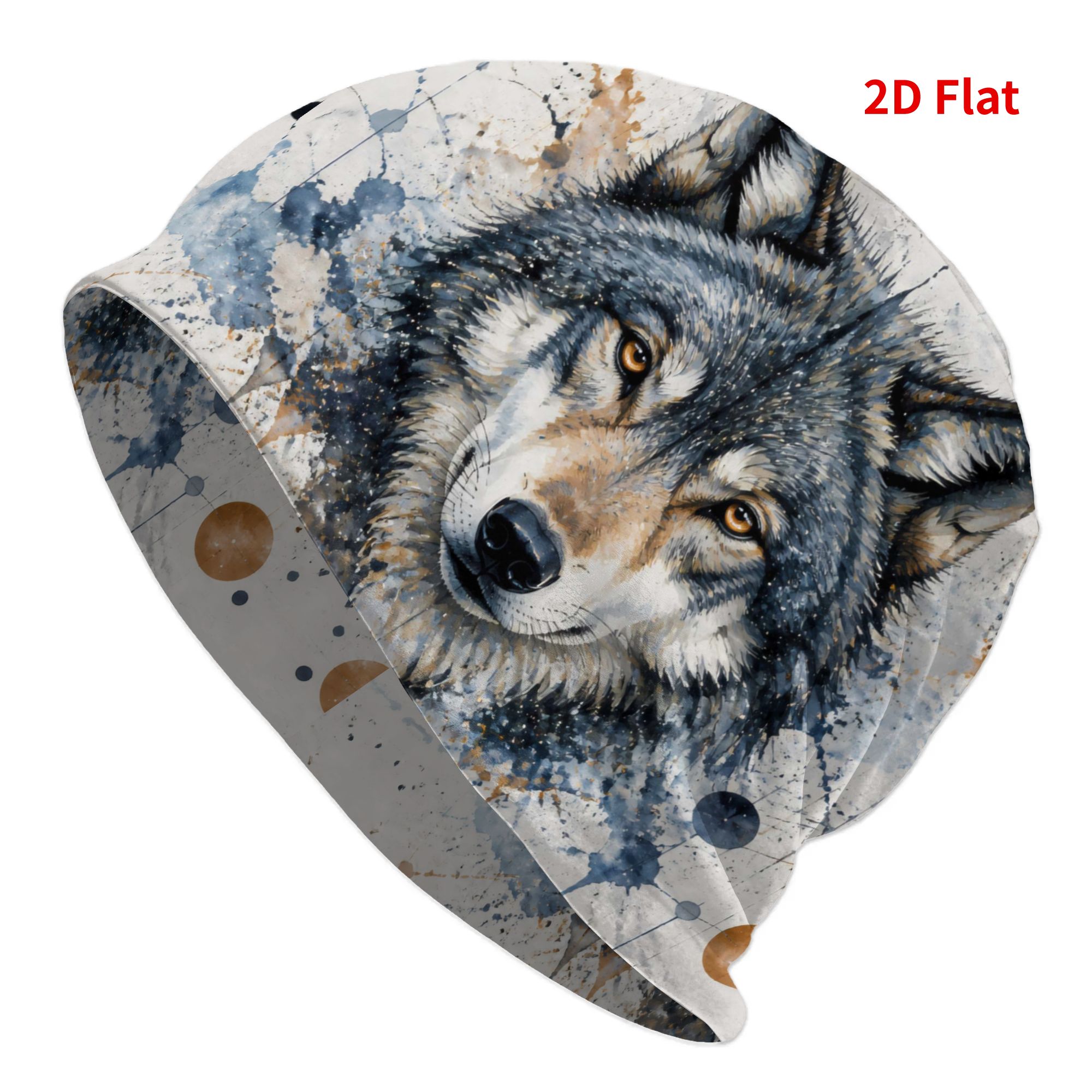 TEMU 2d Print Design Wolf Portrait Splatter I Fashionable Trendy Novelty Beanie, A Fusion Of Cool Design And Soft Texture, Suitable For Daily Casual