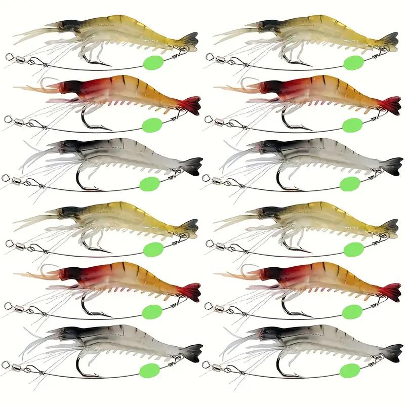 TEMU 12 Shrimp Lure Set/ Fishing Hooks For Spinning, Fishing Lures And Baits, Shrimp Fishing Lures, Fishing Lures For Mackerel, Soft Prawn Lures,
