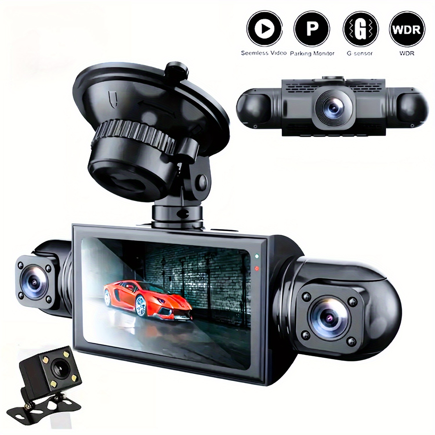 Image of Upgraded Ultra Hd Recording Car Camera With 32gb Sd Card, Front And Rear Recording Car Camera, 360 Degree Swivel Camera, Reversing Camera, Camera, Loop Recording, Night Version, Gravity Sensor