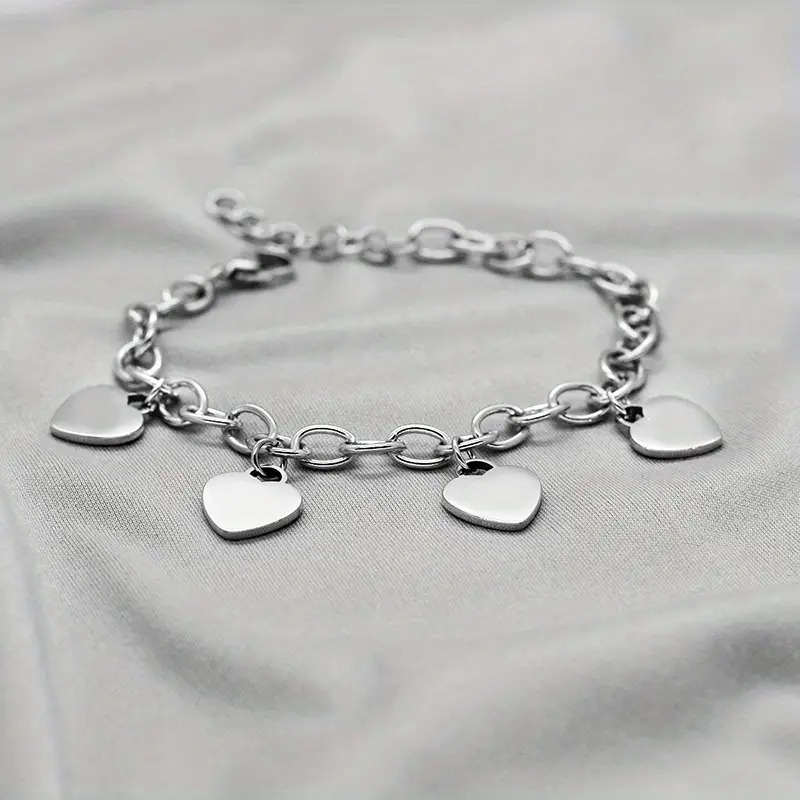 TEMU 1 Pulsera de Cadena de Acero Inoxidable con Personalizado y Colgante de , Estilo Minimalista, Ideal para Regalos del Día de la y San Valentín,