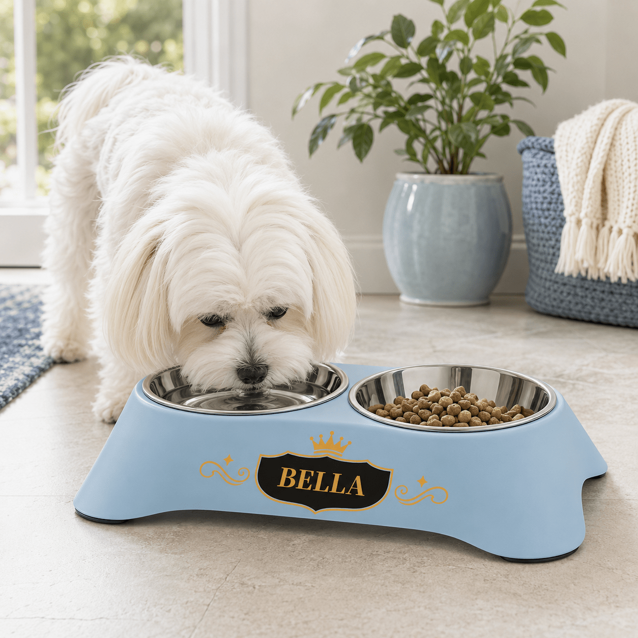 Personalized 2-In-1 Drinking and Feeding High-Leg Pet Bowl