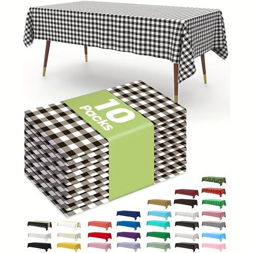 for halloween christmas 10 pack disposable party tablecloths suitable for halloween and christmas celebrations 4 49 x 6 0 feet plaid pattern seasonal print plastic material bulk event supplies catering services
