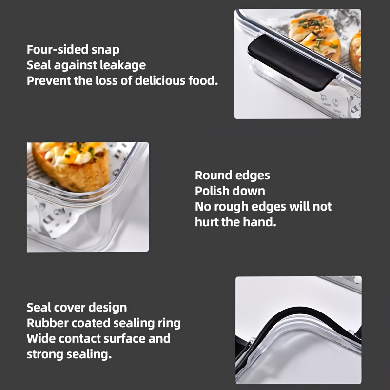 16oz герметичные контейнеры из PET-пластика без BPA с крышками, мясо, овощи, фрукты, салаты, безопасны для посудомоечной машины, идеально подходят для организации, детали 3