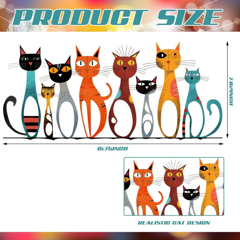 TEMU Wesiti Metal Wall Sculpture For Cat Lovers 15.75x7.02inch Medieval Cat Vintage Sign Colorful Wall Art Decoration For Room Bedroom Kitchen Office