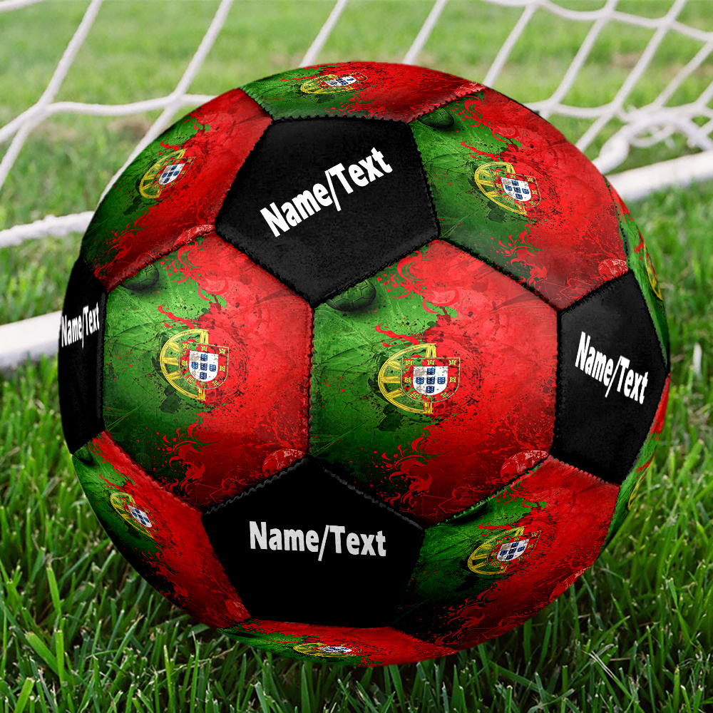 TEMU 1pc Portugal National Soccer With Custom Name/text & - Size 5 Football Suitable For Training, Matches, Machine-stitched Thickened High Quality