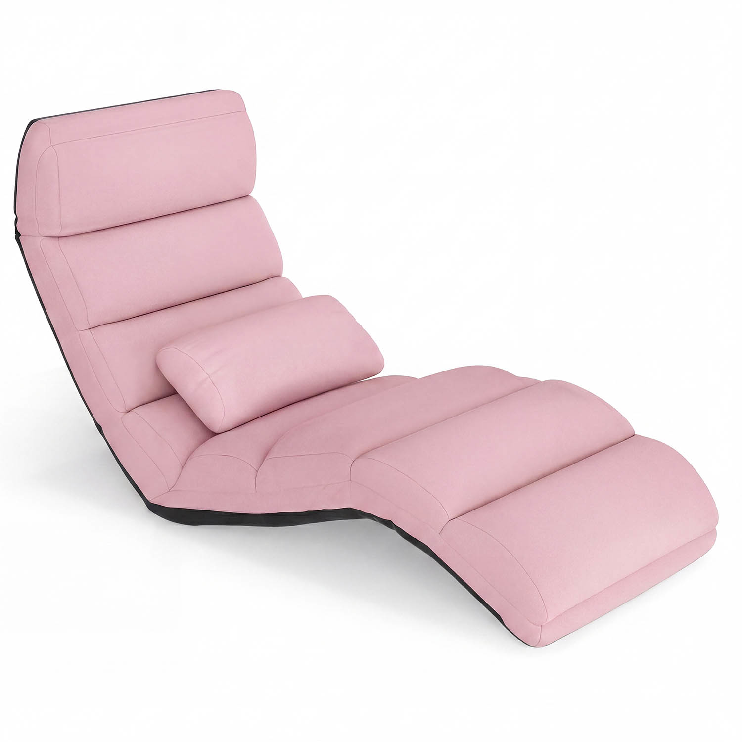 Image of Folding Floor Lazy Sofa, Indoor Chaise Lounge Sofa With 5-position Adjustable Backrest, Foldable Chair Bed With Pillow, Upholstered Video Gaming Chair For Living Room, Bedroom, Pink