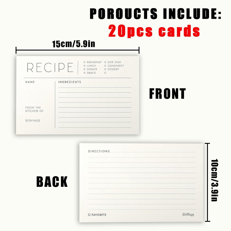 TEMU 20pcs, Recipe Cards, 4x6 Recipe Cards, Recipe Cards For Bridal Shower, Cocktail Recipe Cards, Blank Recipe Cards, Vintage Recipe Cards, Recipe