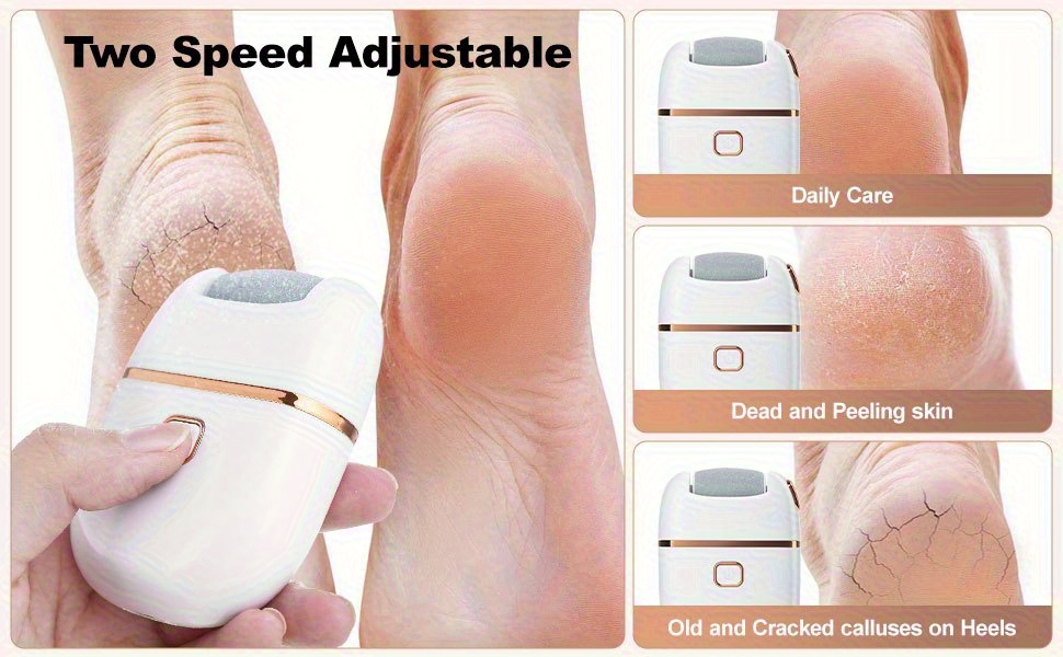 Foot Reflexology Foot Dermabrasion File- Portable and Easy to Use with 3 Replaceable Heads Smooth Feet, Thick Polishing and Cracked Light Beige Care, Sander, Grinding