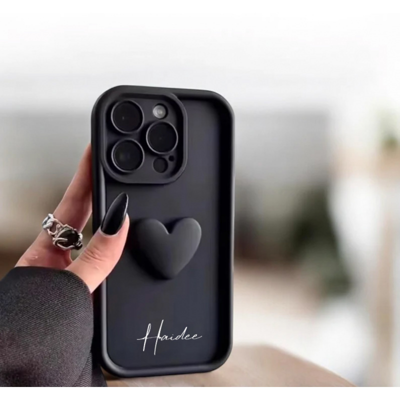 TEMU Phone Case: Phone Case Ladder + Three-dimensional Heart, Custom Signature Text, Holiday Gift, Suitable For Daily Use, Compatible With Iphone 11,