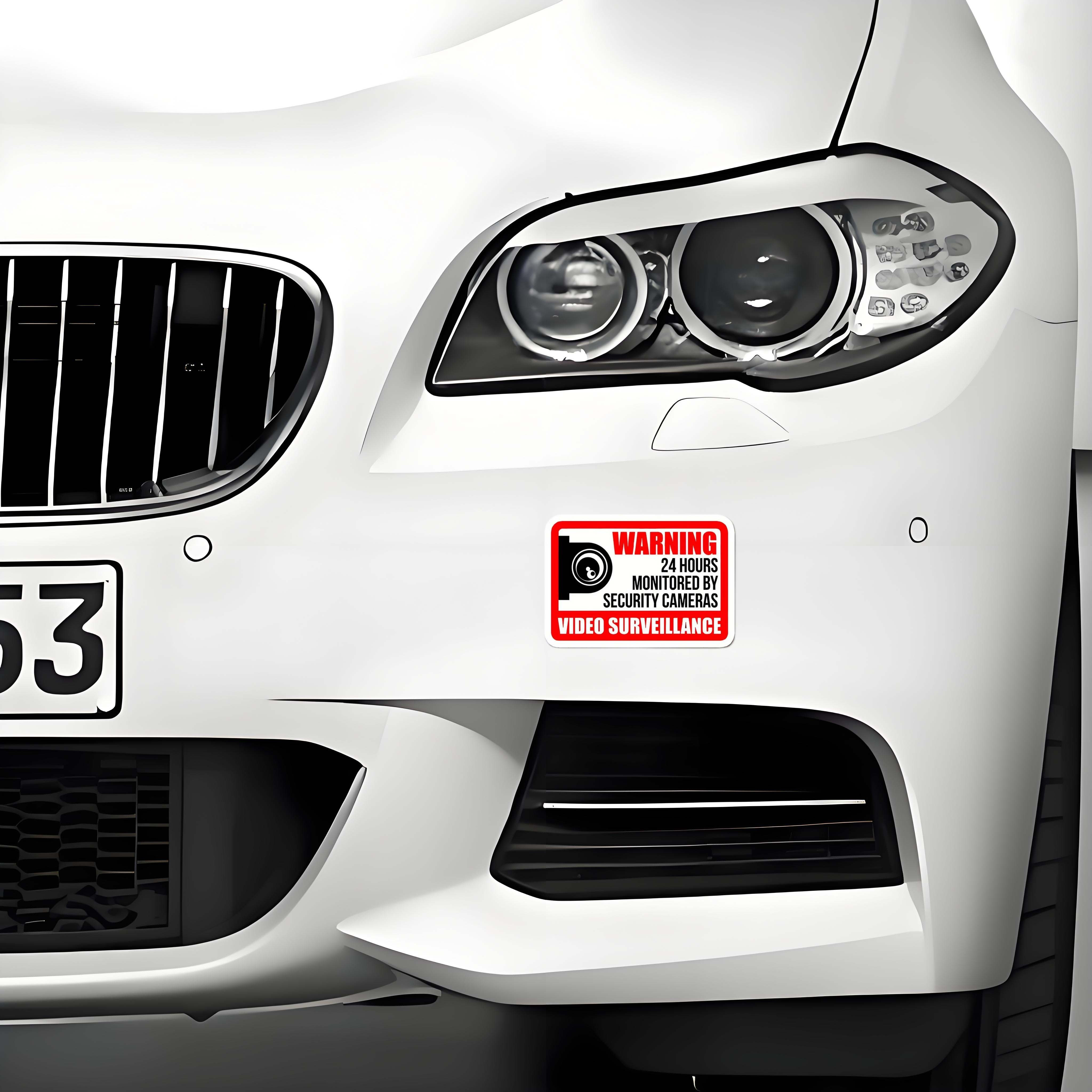 High-Definition Surveillance Warning Decal with Red Border Design