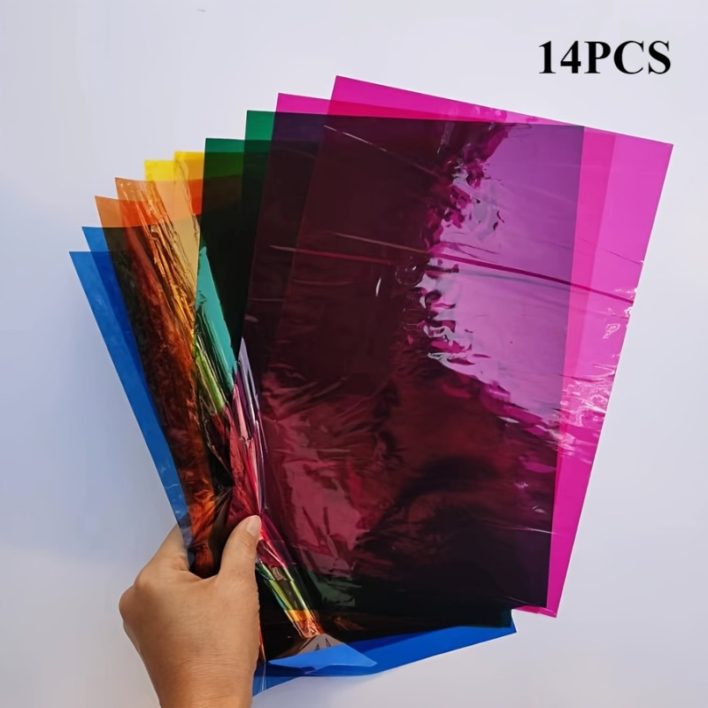 14 Sheets A4 Transparent Plastic Boards, Colors - Glossy End, Perfect For Crafts, Gift Wrapping, Lantern Making, And Decoration