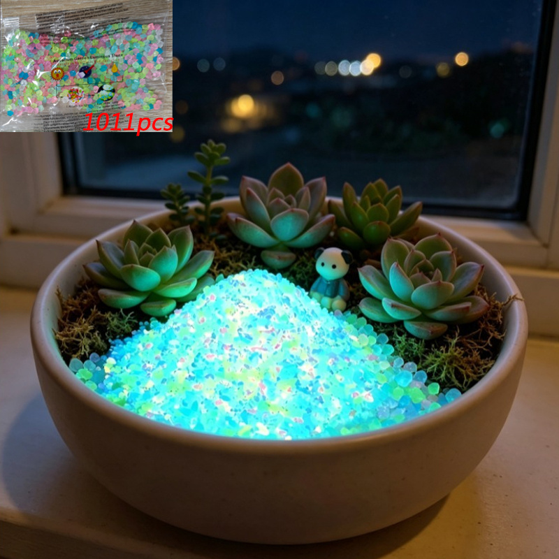 TEMU 1011pcs -dark Outdoor/luminous Pebbles, Suitable For Aquariums, Gardens, , Fish Tank Decoration - Active Luminous Stones, Resin Luminous Stones,