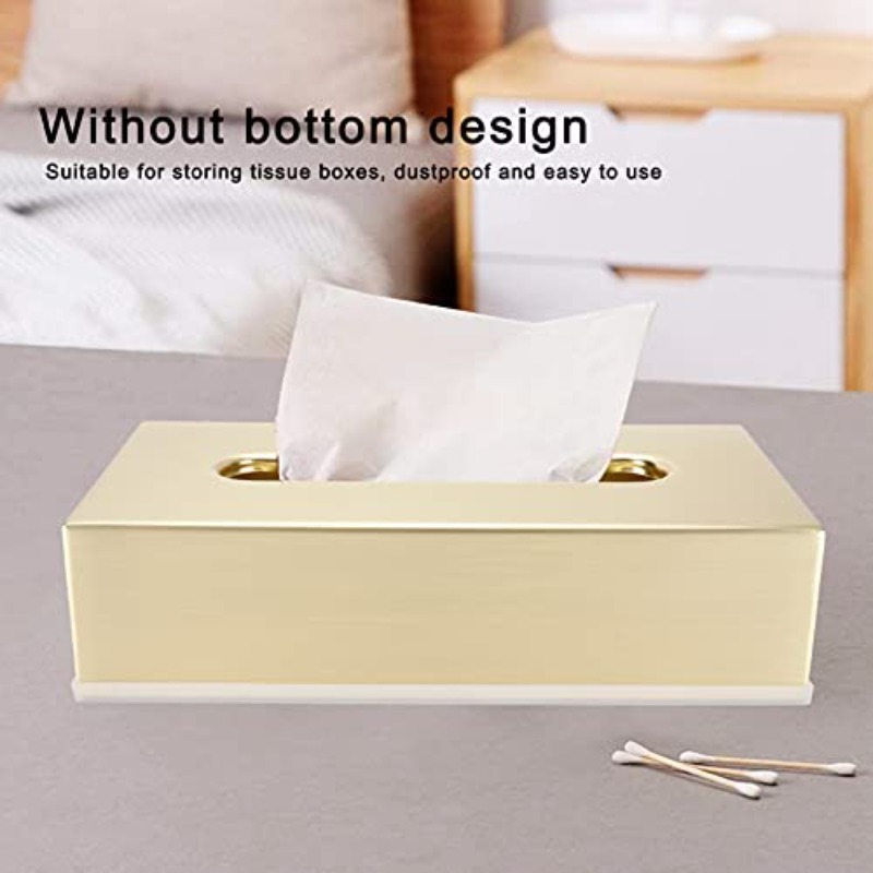 golden stainless steel tissue box - decorative metal tissue holder & dispenser with modern rectangular design, rounded corners &  , durable elegant napkin dispenser for bathroom, bedroom, living room - ideal gift for home decor (compatible with standard tissues), white tissue boxes for bathroom, bathroom tissues box decoration, desktop tissue box, towel tissue holder bathroom Product details 4