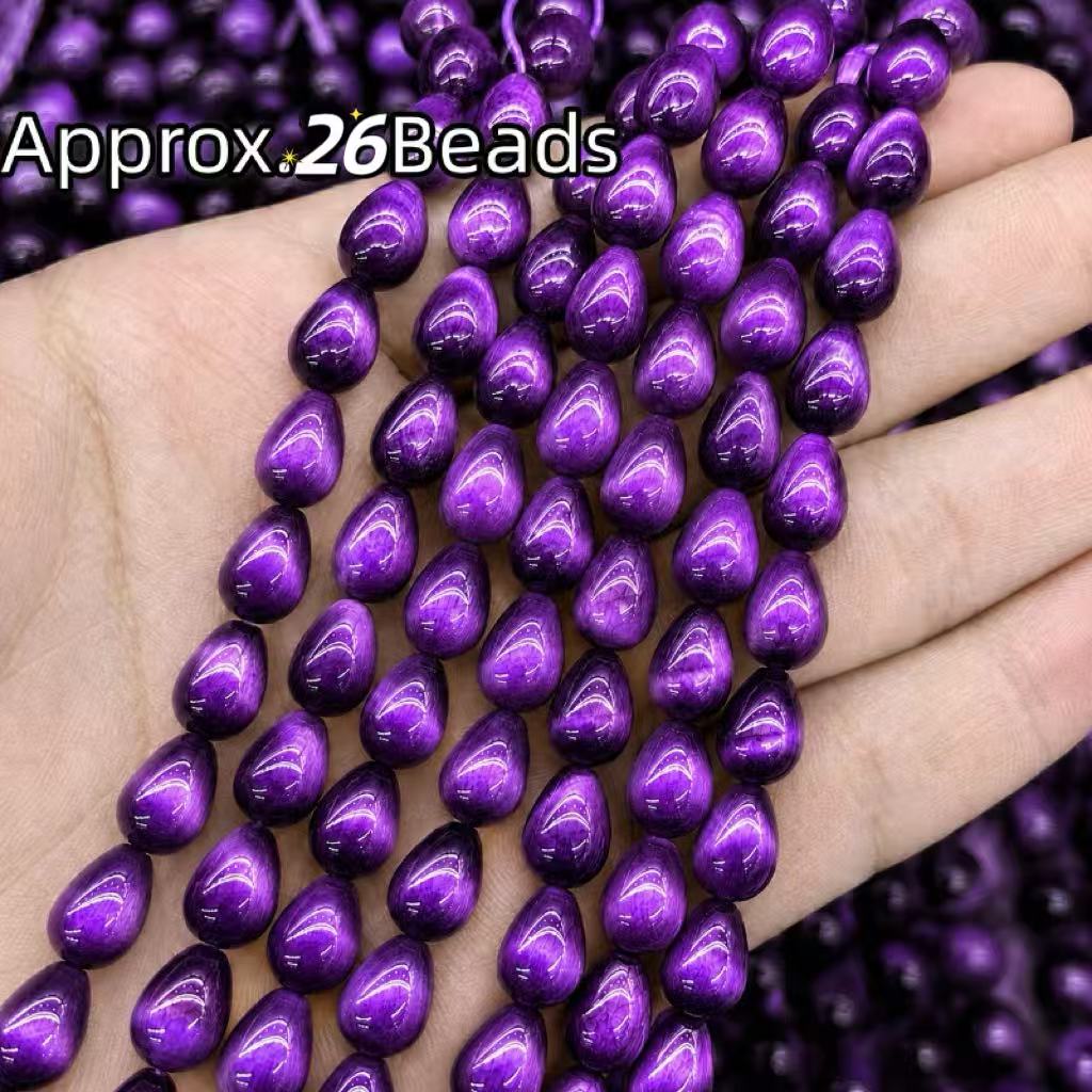 TEMU Approximately 26pcs/set Purple Eye Teardrop-shaped Glass Material, Jewelry Diy Supplies, Jewelry Diy Beads, Handmade Diy, Decorative Supplies,
