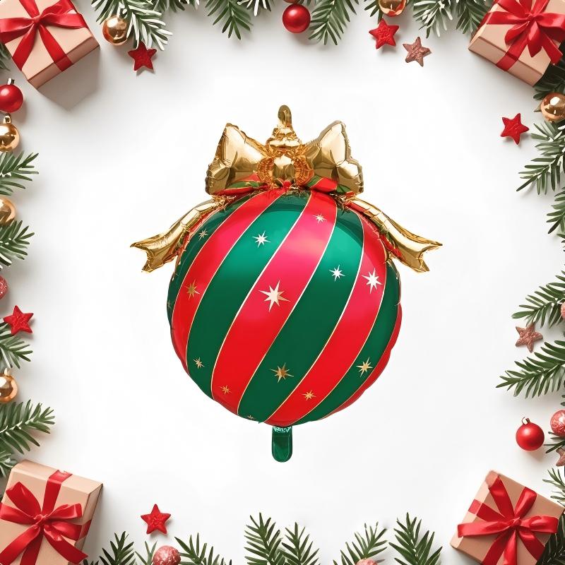 TEMU 3pcs Giant Inflatable Christmas Ornament Balls, Striped Xmas Hanging Balls With , Large Blow Up Christmas Decorations For Outdoor Yard, Front
