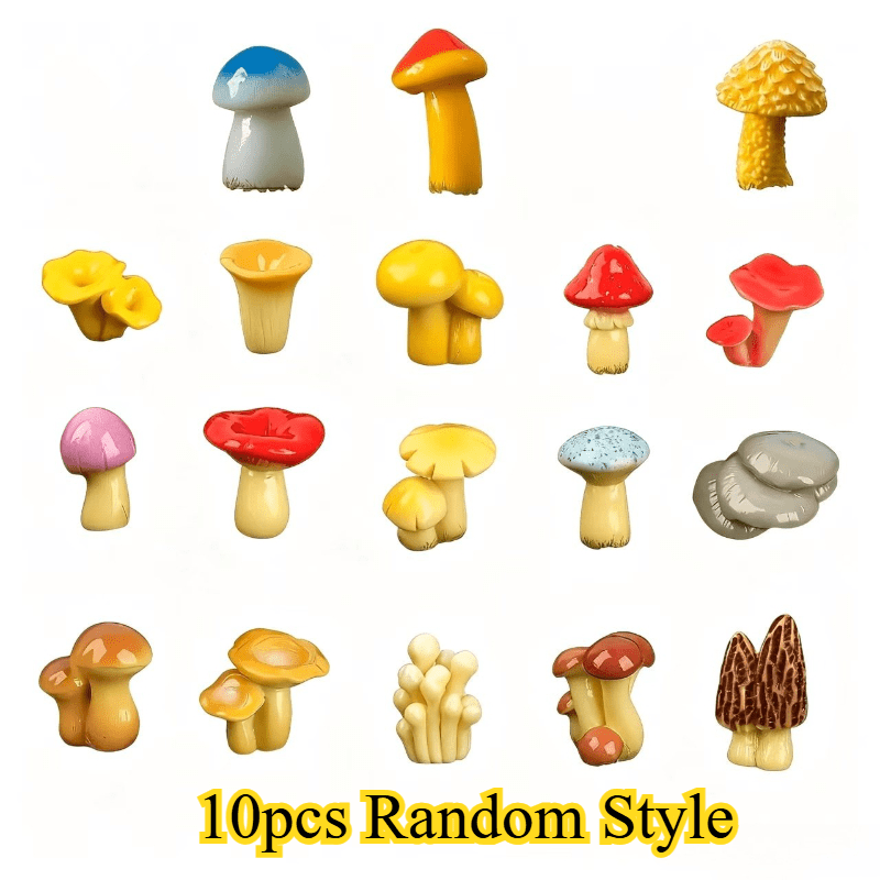 TEMU 10pcs Random Style Micro Landscape Simulation Jungle Model, Moss Micro Landscape Creative Simulation Mushrooms, Bonsai Gardening, Scenery,