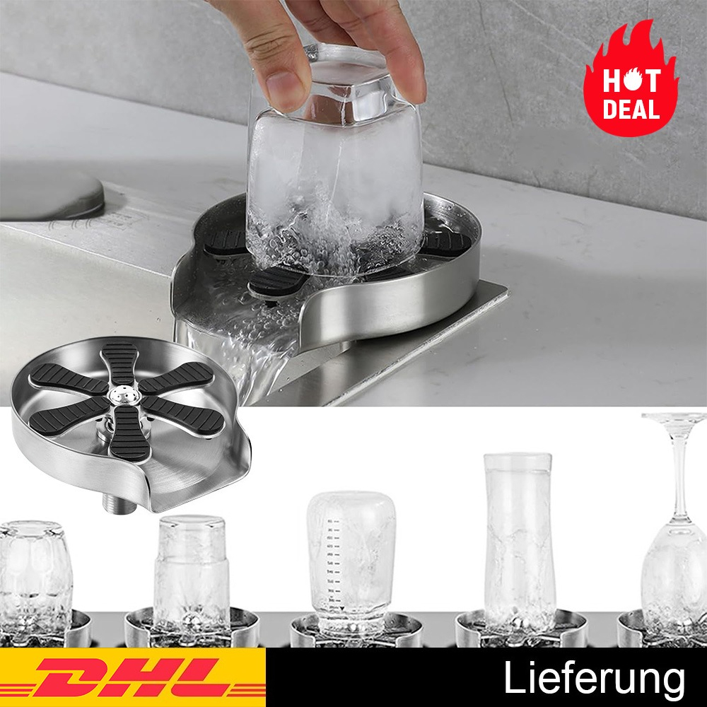 Image of Zree Automatic Cup Washer For Home Bar Sink - Stainless Dispensing Faucet For Cleaning