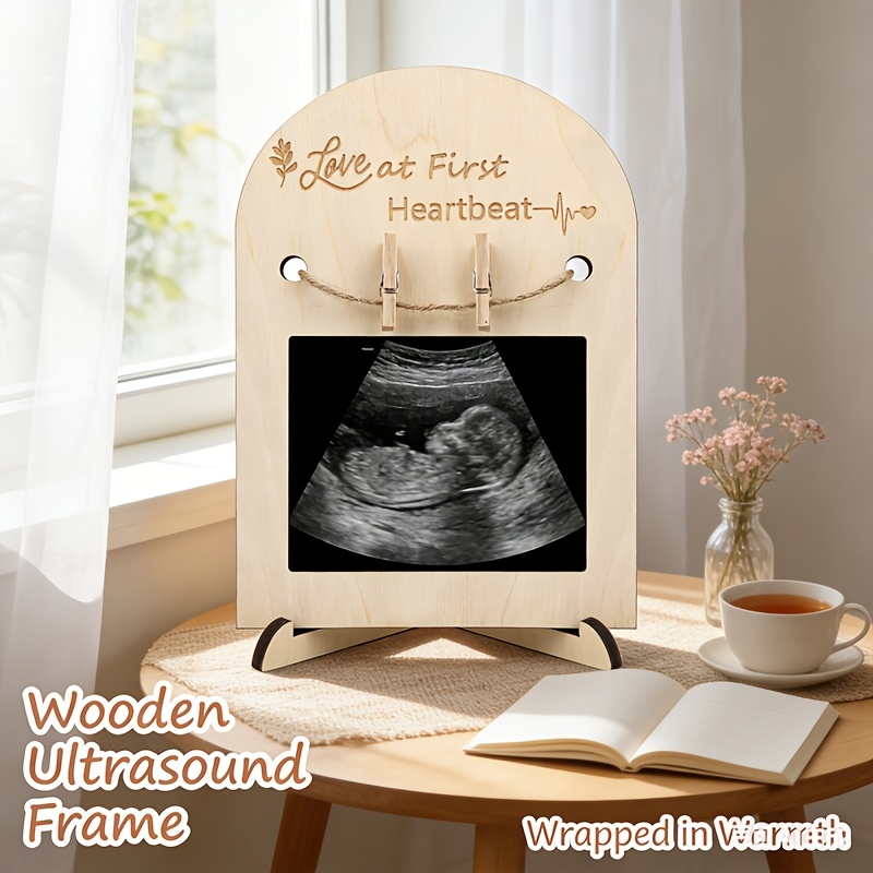 TEMU Wooden Ultrasound Photo Frame, Rustic-style Ultrasound Image Photo Holder, Used To Display Baby's First Memory Photo, Is An Inspirational