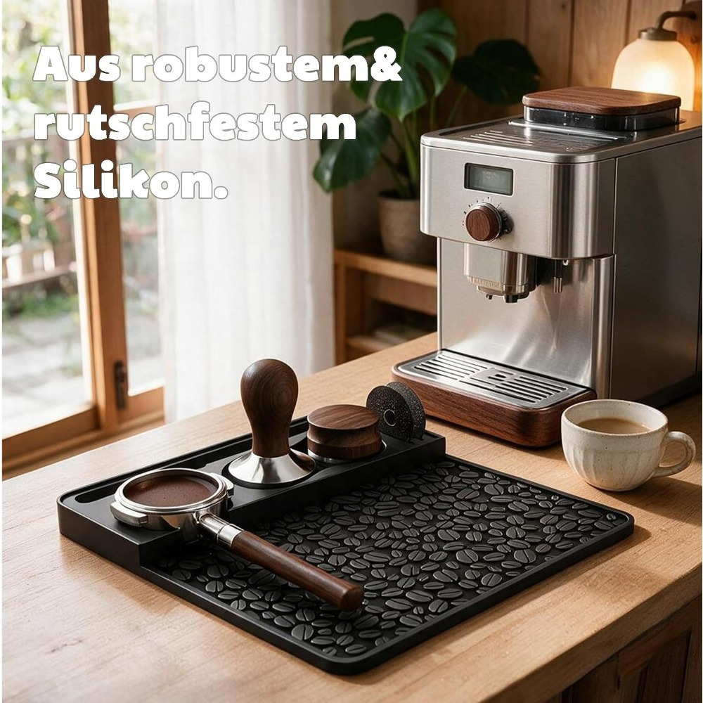 TEMU Tapis de tassement pour , tapis de bar à café en silicone pour comptoir, tapis antidérapant pour tasseur à café avec texture de grains de café,