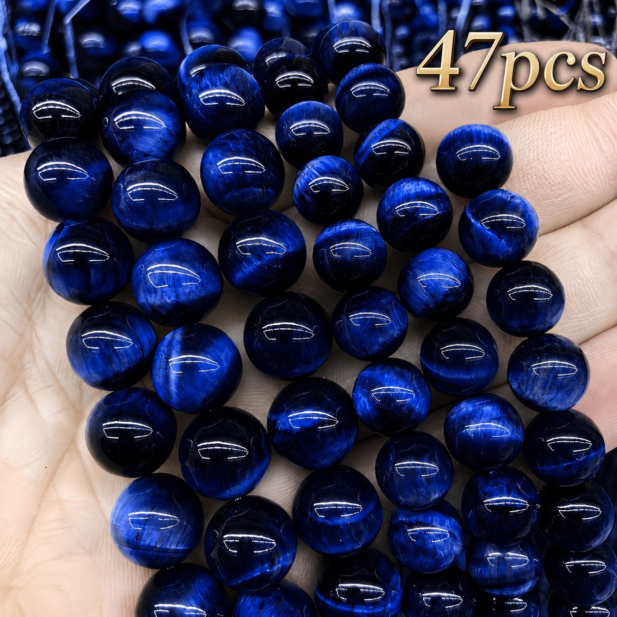 TEMU 47pcs Eye Stone Loose Beads With Holes, Glass Material Jewelry Materials, Jewelry Bead Stringing, Handmade, Decorative Supplies, Used For