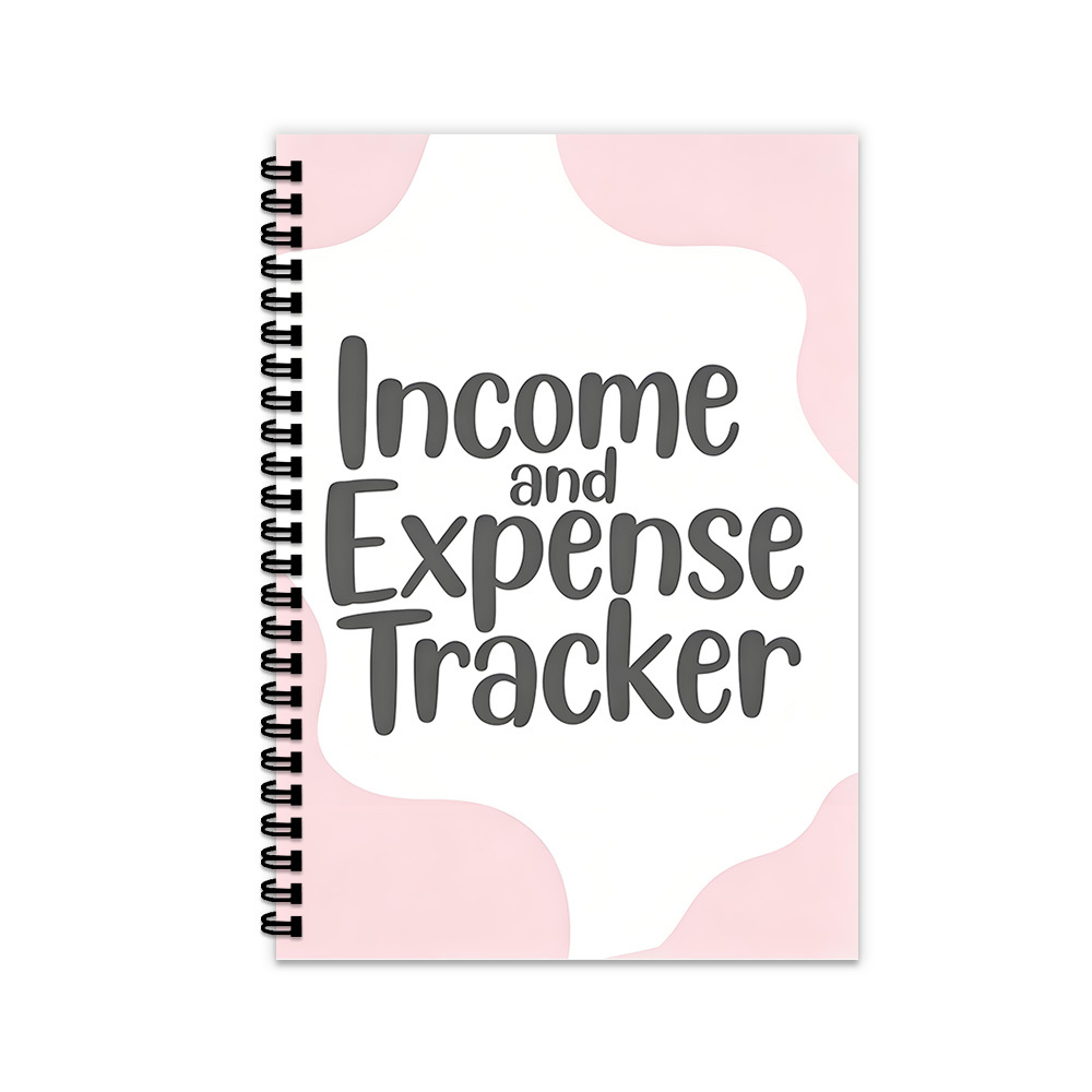 TEMU 1pc Income And Expense Notebook, Soft Pink Abstract Cover Print, Minimalist , For Budget And Finance Tracking, Personal Use, Boho Pastel Focus,