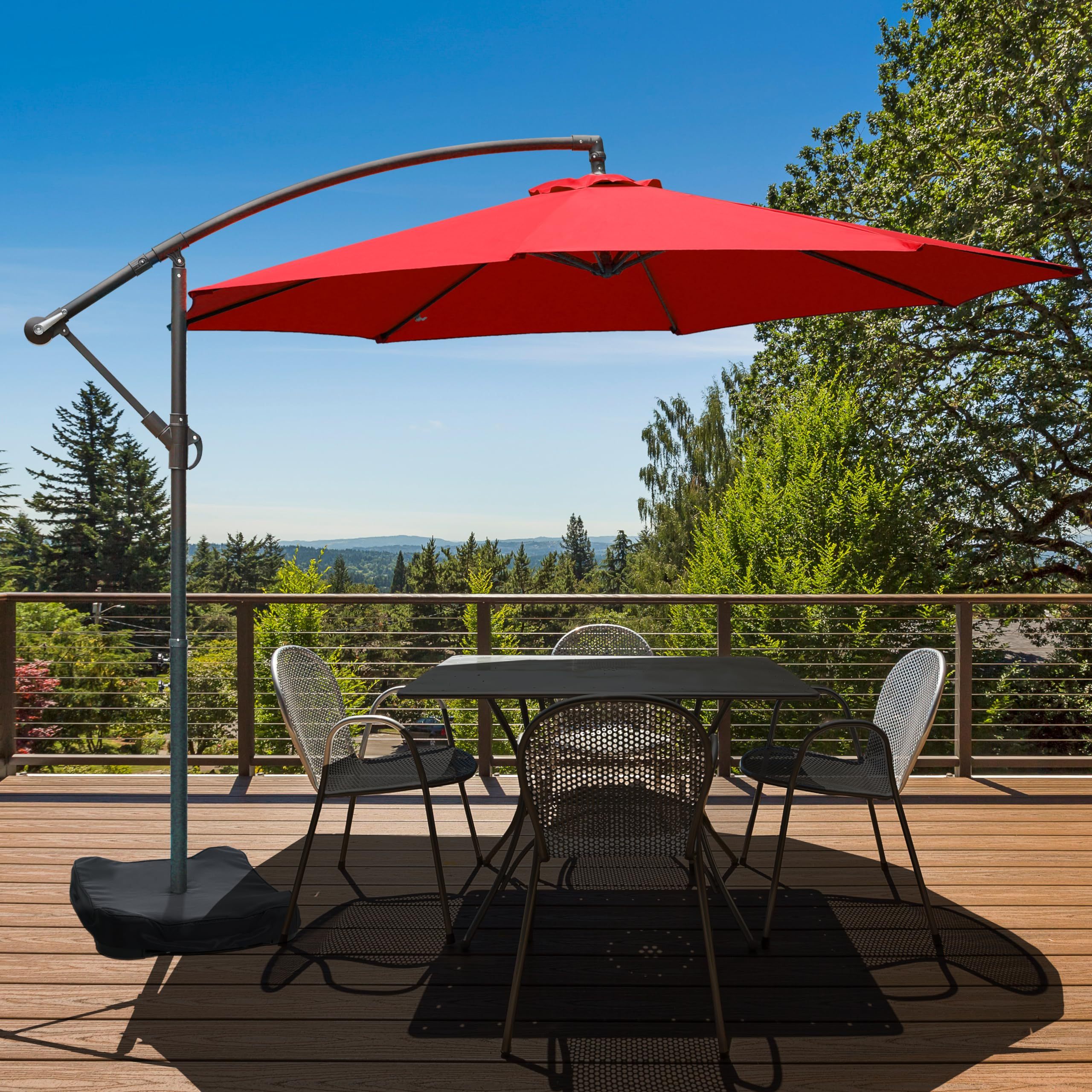 best rectangular patio umbrella PURPLE LEAF Rectangular Large Outdoor Cantilever Umbrella With Base for  Garden, Pool