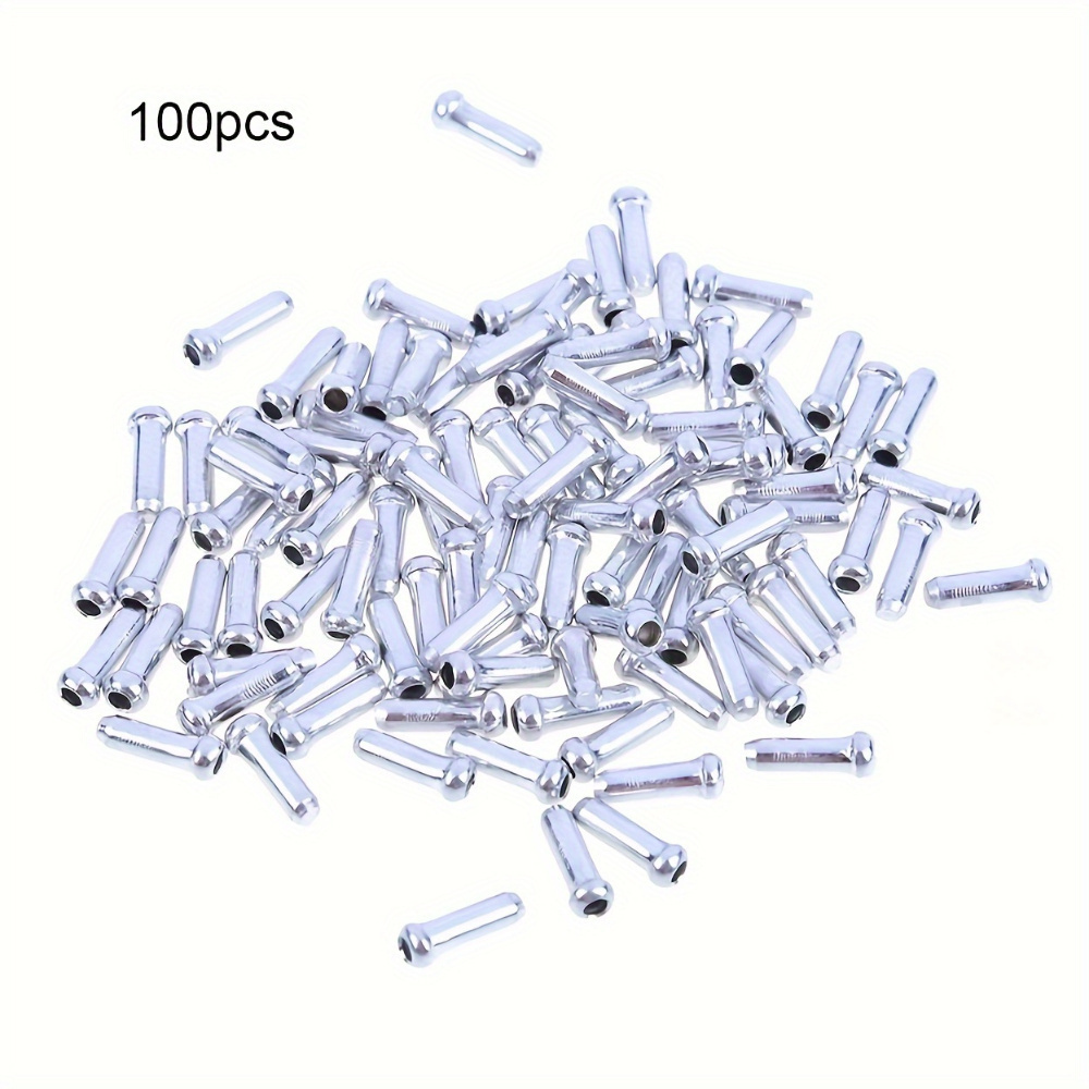 100pcs/200pcs Bicycle Wire Tube End Cap Inner Wire Sleeve, Gear Brake Wire Core Cap, Aluminum Alloy Silvery Tail Cap
