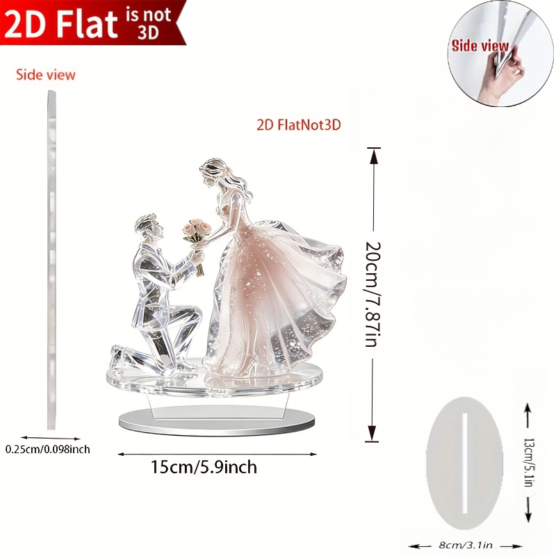 TEMU Figurines de Couple Plates 2D Exprimant , Décoration de Mariage pour Fiançailles / Accessoires de de Mariage, Cadeau de Mariage/Saint-Valentin,