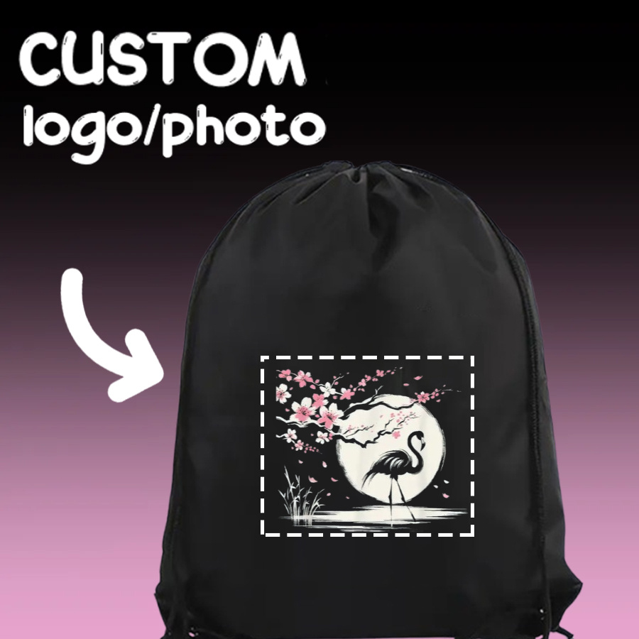 TEMU 10pcs Customizable Diy Photo Print Drawstring Bags, Secure Storage Pouches, Fun Patterns, , Durable Drawstring