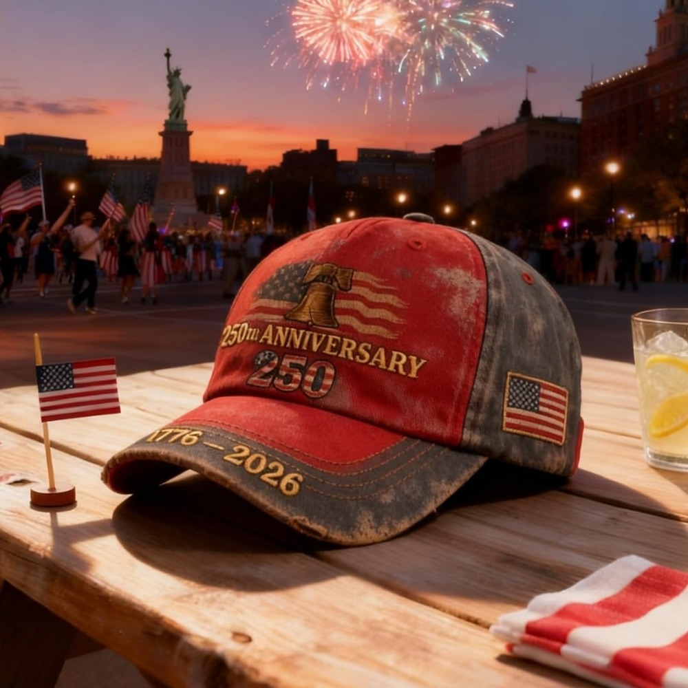 250th Anniversary USA Patriotic Baseball Cap Adjustable Vintage Style Flat Embroidered Hat