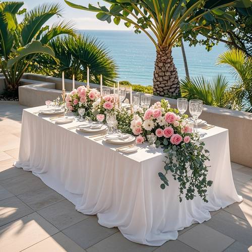 1pc extra long white tablecloth rectangular wrinkle resistant easy clean table cover suitable for weddings wedding decorations summer decoration garden decor for outside outdoor decor parties banquets bridal showers graduations