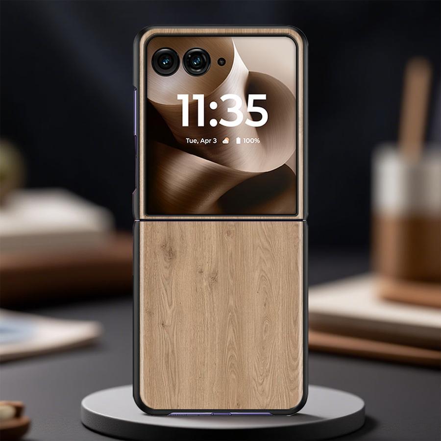 TEMU Custodia per telefono - Cover posteriore con texture legno chiaro, adatta per Moto Razr 50 Ultra 50Ultra 60Ultra 60 Ultra