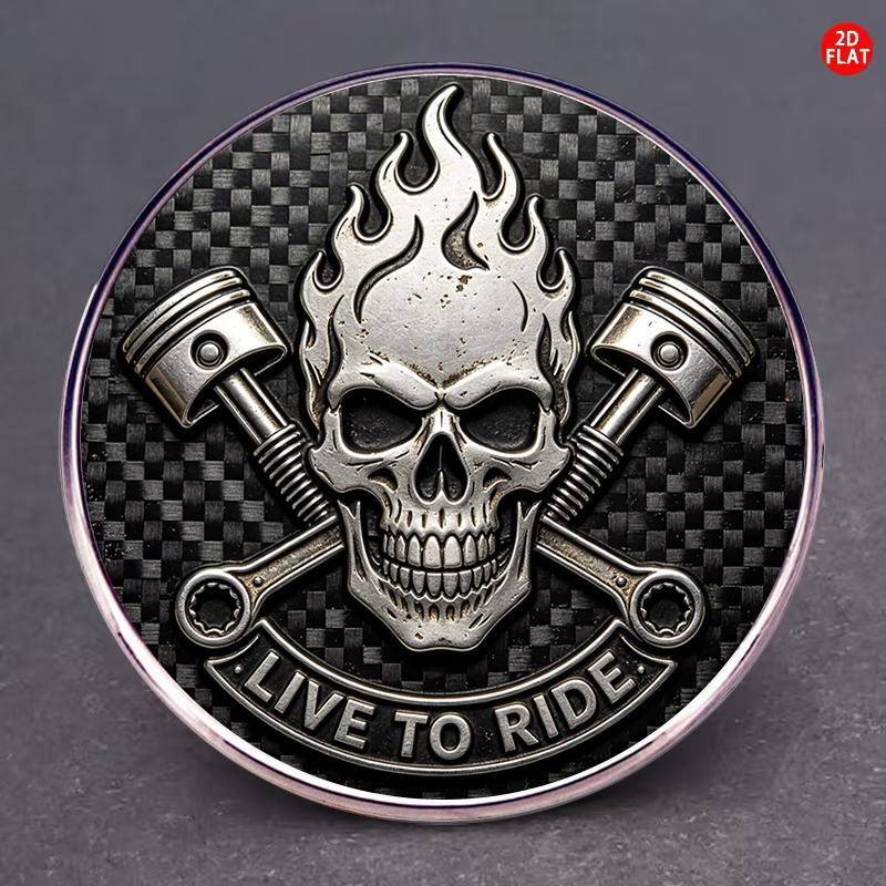 TEMU 1pc, 2d Vintage Skull Stainless Steel Broochflame Skeleton Badge Motorcycle Enthusiast Accessory Unisex Metal Pin Decoration Fashion Trendy