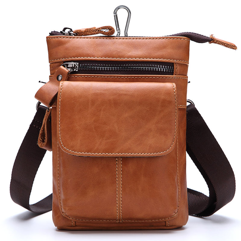 Wixzor Vintage Genuine Leather Waist Bag& Crossbody Phone Pouch, Belt Holster With Adjustable Strap For Men