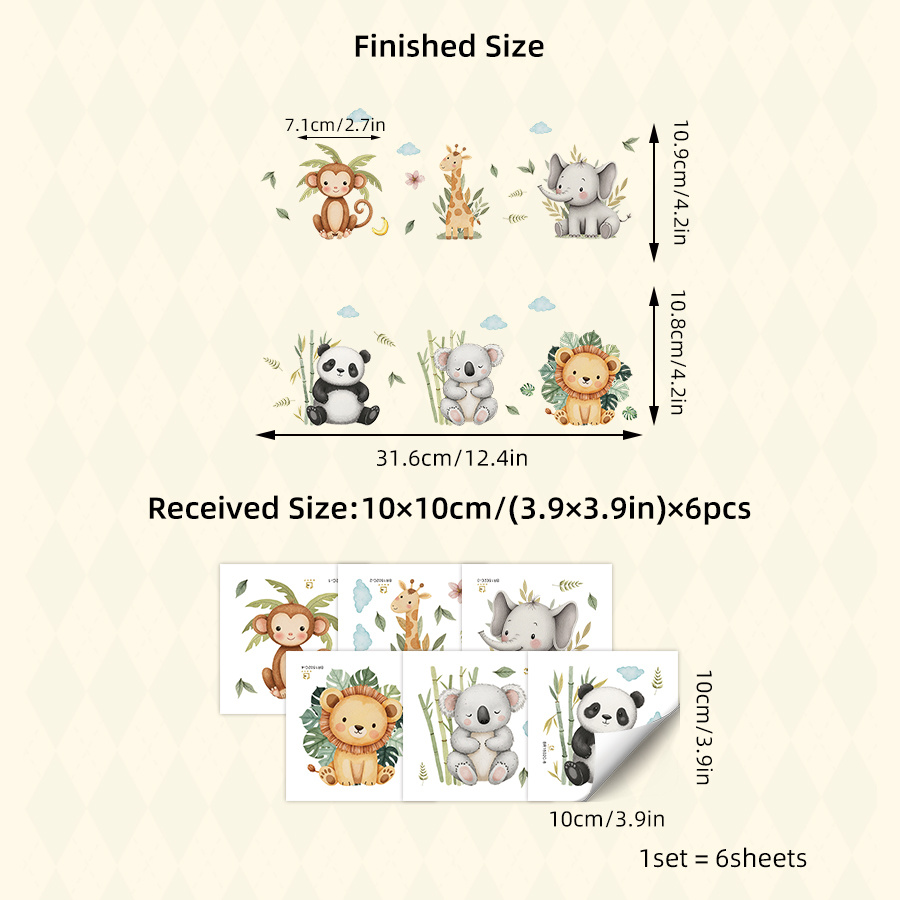 6pcs Watercolor Cute Forest Animal Switch Plate Stickers
