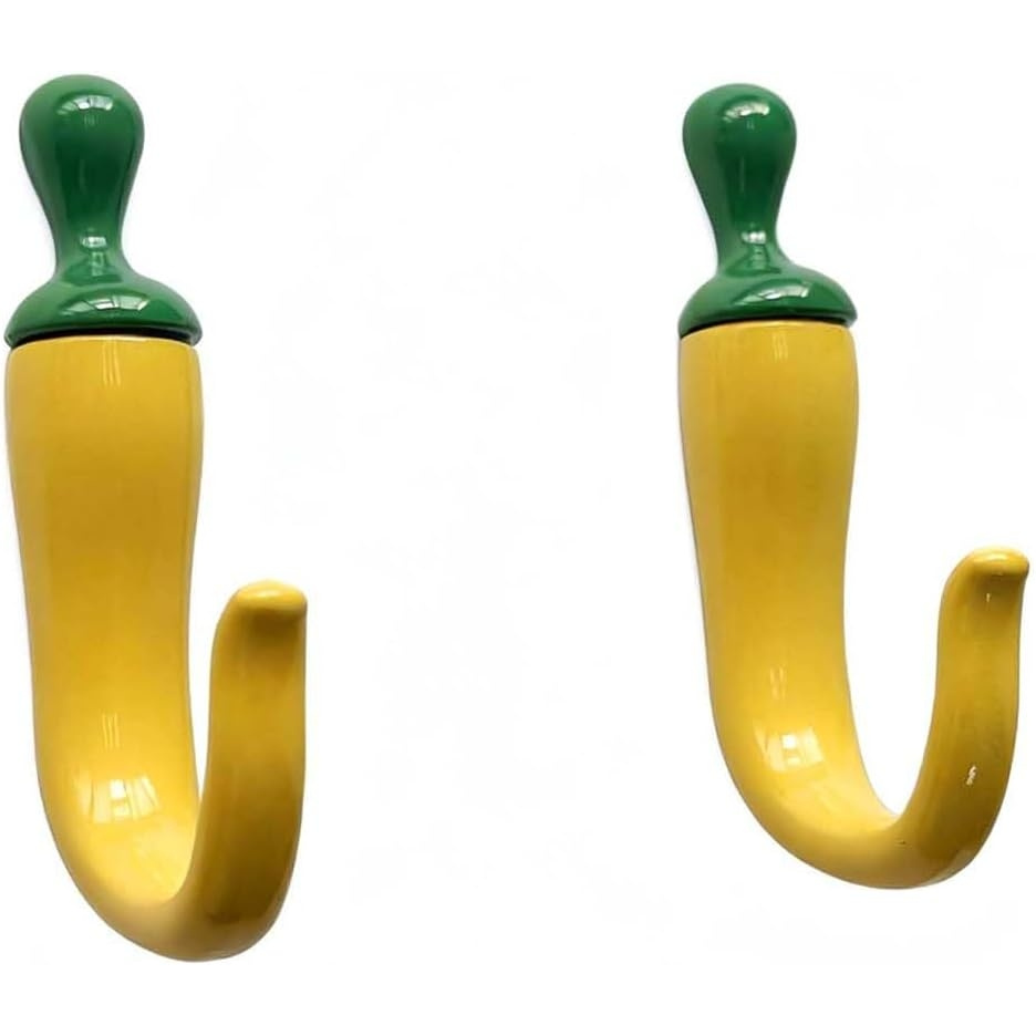 TEMU Pepper Shaped Wall Hooks, 2-pack, Vintage Metal Hanger, Suitable For Kitchen, Bathroom, And Bedroom - Wall Organizer For Towels, Coats, Hats,