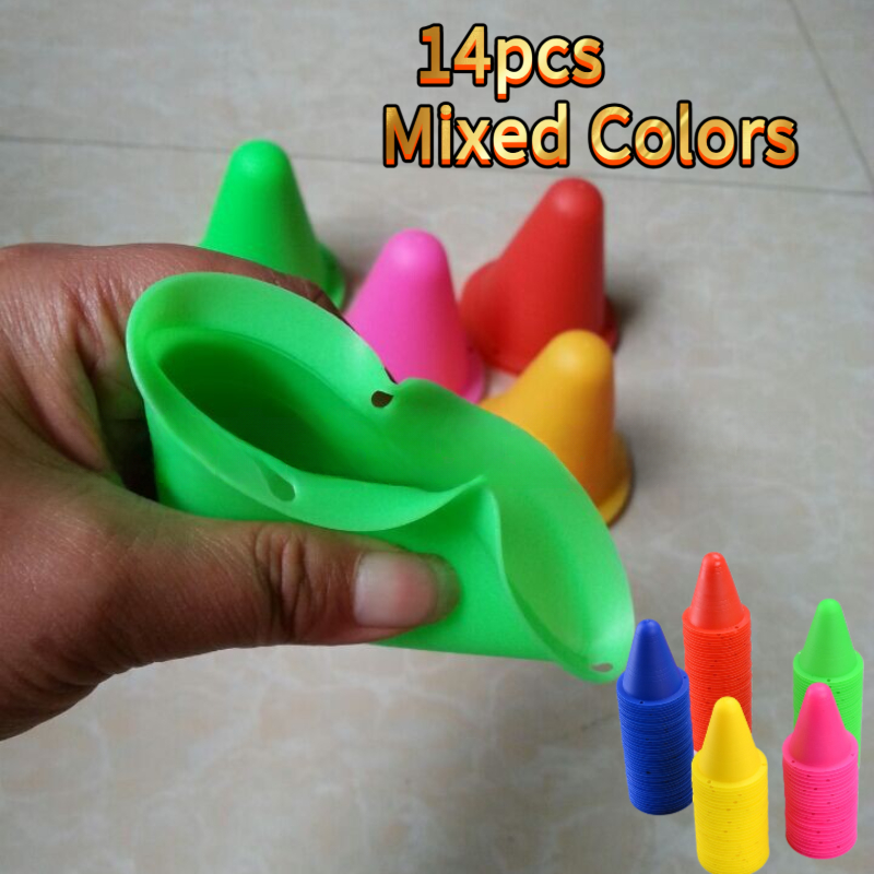 TEMU 14pcs Colorful And Flexible Training Cones - Random 5 Colors From Red, Yellow, Green, Blue, Pink, Stackable Bases For Stability - Suitable For
